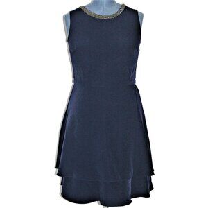 Taylor Fit & Flare Dress Navy Embellished Special Occasion Layered Size 10 $138